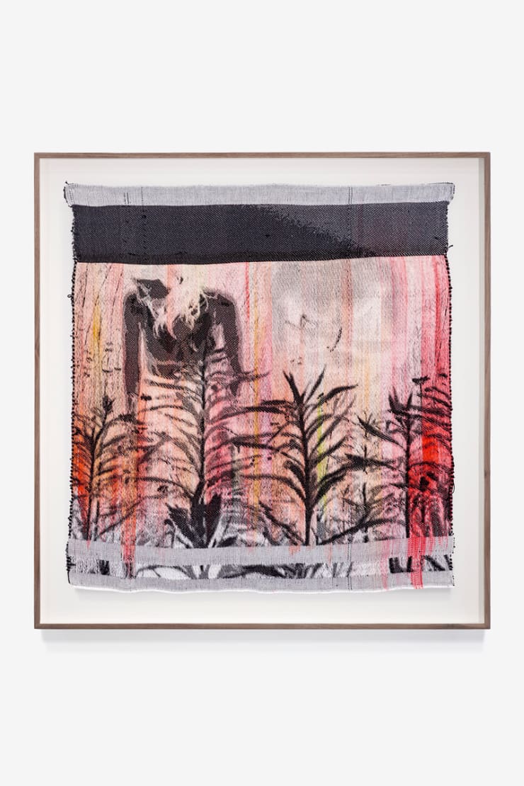 Abbey, 2023, Handwoven and hand-dyed cotton, solid walnut frame