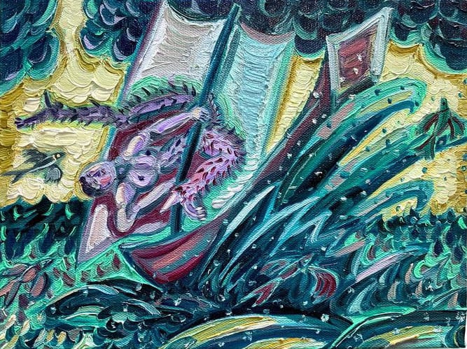 Yesiyu Zhao, A Sailor and Flying Fish, 2023