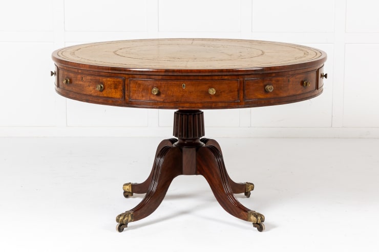 Large 19th Century English Regency Mahogany Drum Table