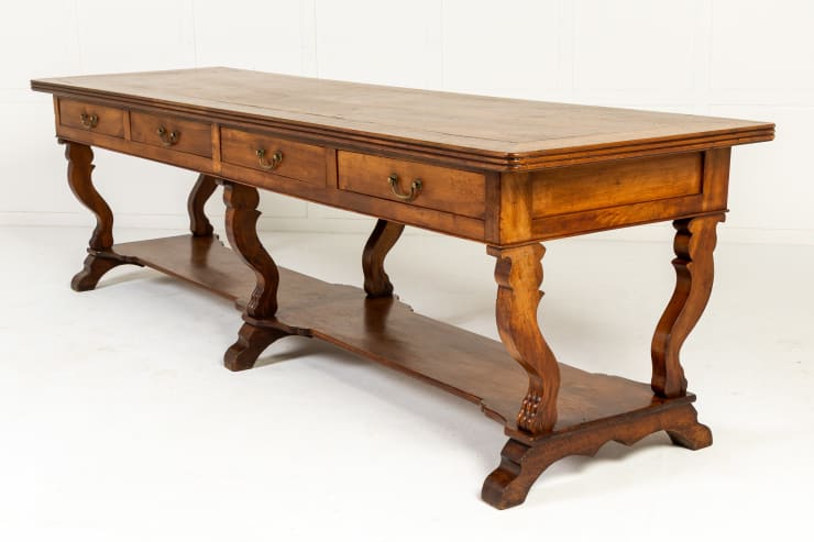 Large 19th Century Italian Walnut Drapers Table
