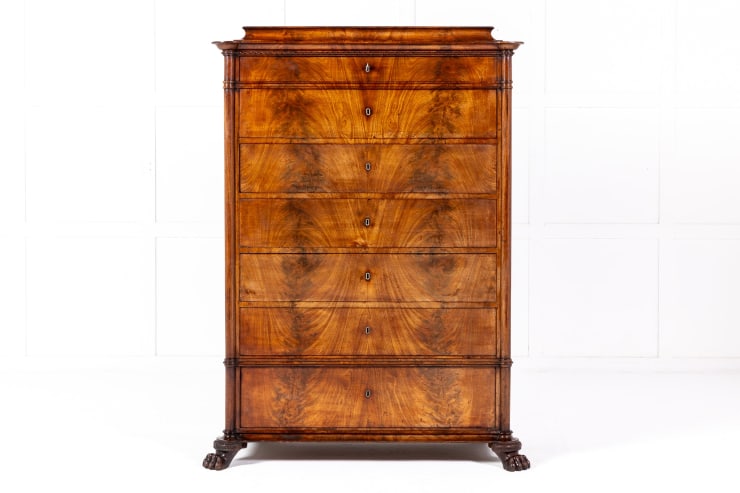 19th Century French Empire Period Mahogany Semainier