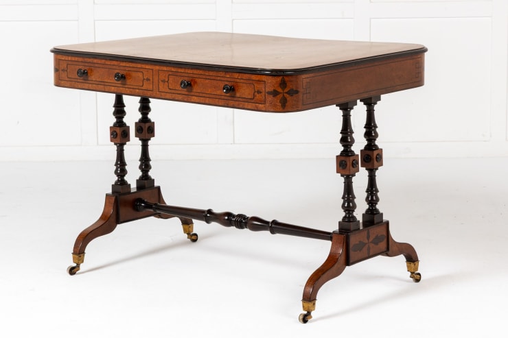 19th Century English Regency Amboyna Library Table