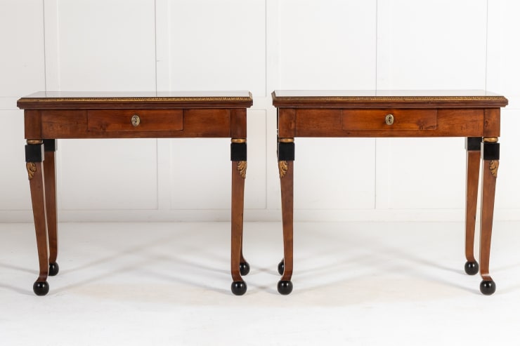 Pair of 19th Century Italian Walnut Card Tables