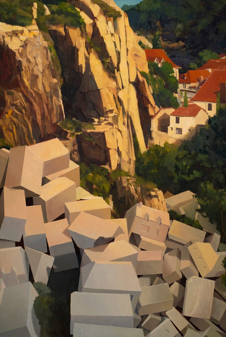 MATTHIEU POMMIER "R&eacute;duction, pierre de taille", 2025 huile sur toile 180 x 120 cm