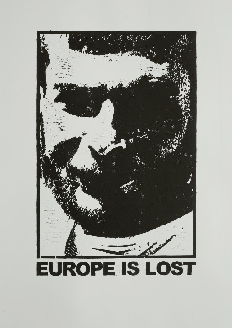 Jonas Höschl Europe is Lost 9, 2018 Holzschnitt 50 x 70 cm 19 3/4 x 27 1/2 in Edition of 10 (#5/10) (Edition record)
