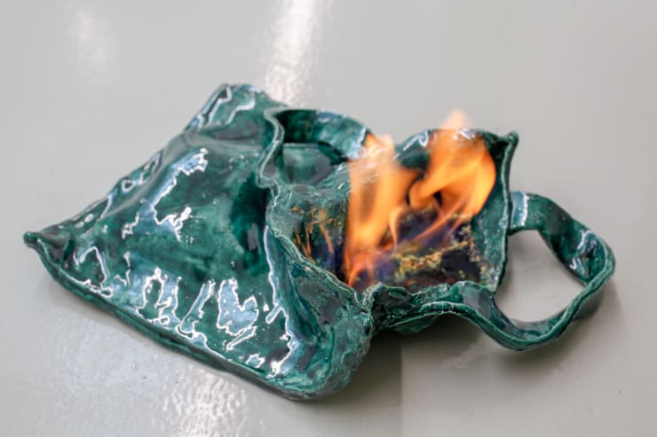 Lindsay Lawson Tote Bag, 2018 Ceramics with fire 10 x 25 x 38 cm 4 x 9 7/8 x 15 in
