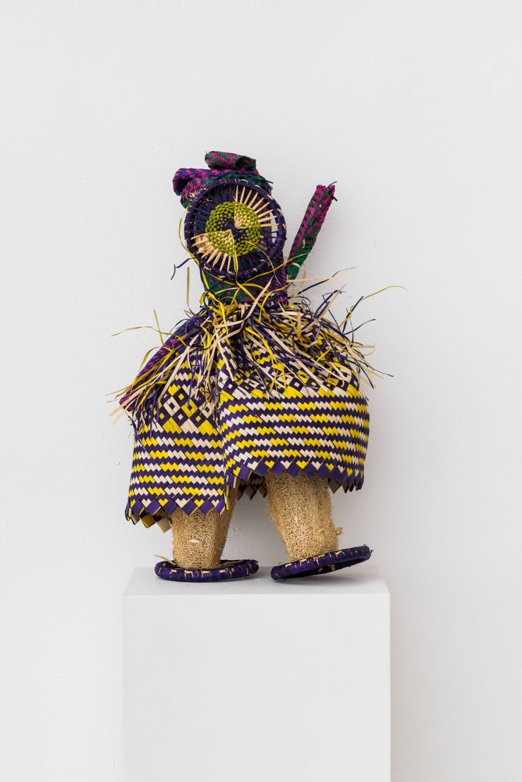 Acaye Kerunen Untitled, 2024 Mixed Media (Raffia, Palm Leaves, Banana Fibre, Banana Stems, Loafers) 43 x 28 x 23 cm 16 7/8 x 11 x 9 in