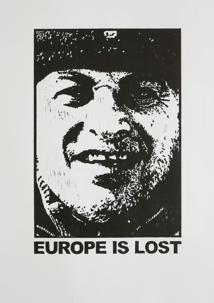 Jonas Höschl Europe is Lost 6, 2018 Holzschnitt 50 x 70 cm 19 3/4 x 27 1/2 in Edition of 10 (#5/10) (Edition record)