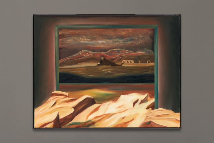 Marc Henry The Sphinx and the Pyramid Scheme, 2023 Oil on Canvas 50 x 65 cm 19 3/4 x 25 5/8 in