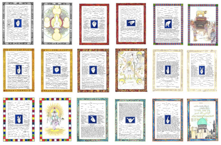 Markus Redl Apostasie - Das Abendland kommt aus dem Morgenland (1), 2015-2016 Ink, typewriter, crayon, paper, 36 pieces each 23 x 31 cm each 9 1/8 x 12 1/4 in