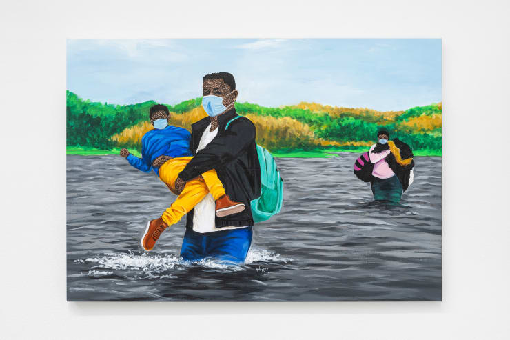 Hamid Nii Nortey Where do we go from here, 2021 Acrylic on Canvas 72 x 102 cm 28 3/8 x 40 1/8 in