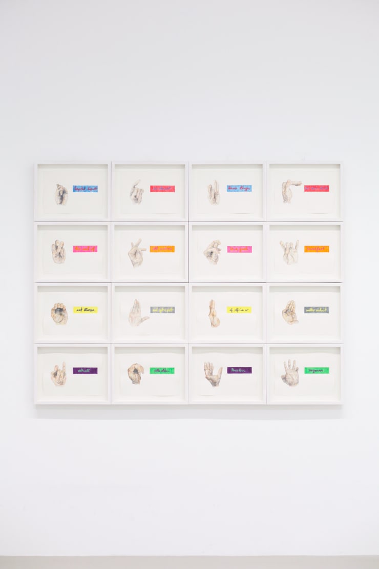 Markus Redl Mudras, 2017 Crayon, paper each 26 x 36 cm each 10 1/4 x 14 1/8 in