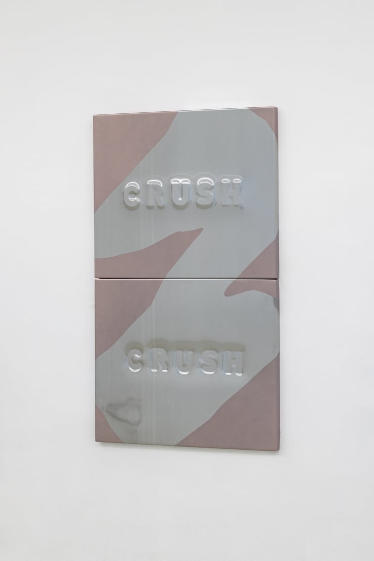 Hannah Perry Crushed on you /Crushed on me, 2023 Aluminium, autobody paint 2 pieces each 95 x 80 x 5 cm 37 3/8 x 31 1/2 x 2 in