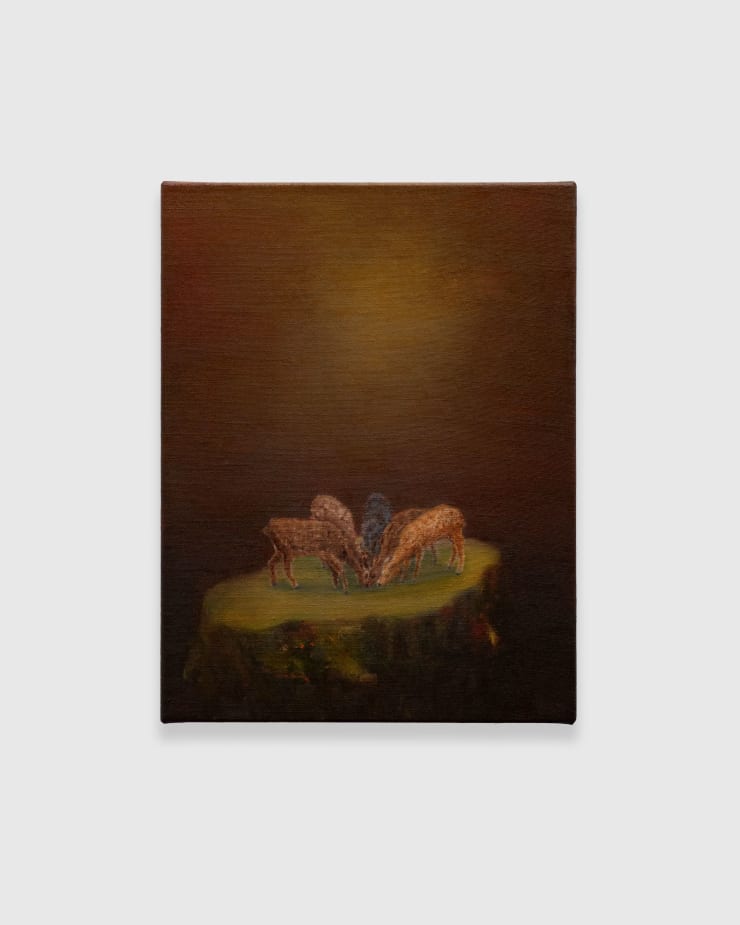 Marc Henry Am Kadaver Des Kapitals Werden Jäger Zu Aaßgeiern (At The Carcass Of Capital Hunters Become Scavengers), 2024 oil on linen 65 x 50 cm. 25 5/8 x 19 3/4 in.