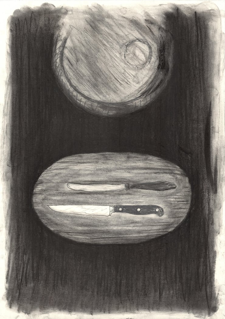 Markus Redl Der Unterland-Zyklus I, 2020 ink, pencil, charcoal, typewriter, paper 42 x 59.7 cm 16 1/2 x 23 1/2 in