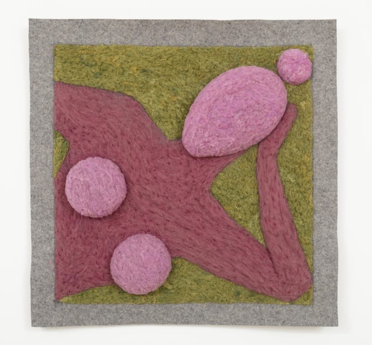 Aurora Pellizzi Odalisque, 2022 Hand-felted naturally dyed wool (Mexican marigold, indigo & Brazilwood) on industrial felt 60 x 60 cm 23 5/8 x 23 5/8 in