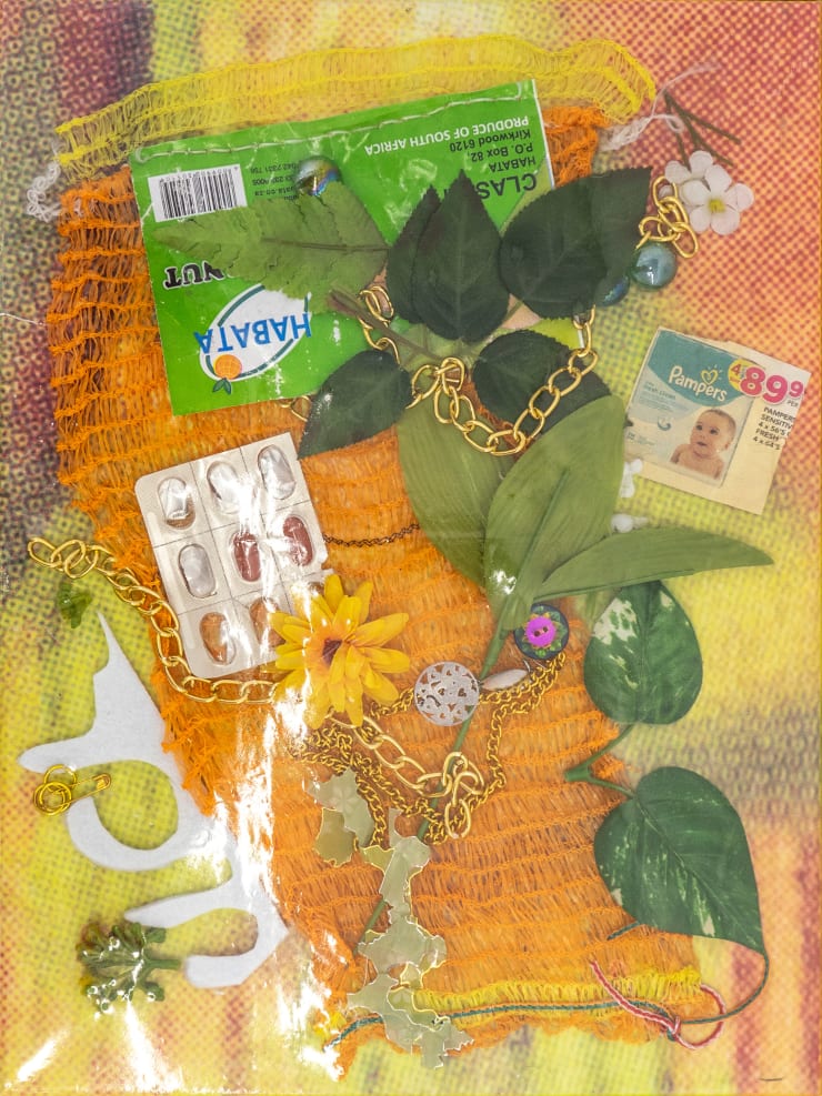 Nana Mandl Green panther pampers, 2020 Mixed media on canvas 30 x 40 cm 11 3/4 x 15 3/4 in