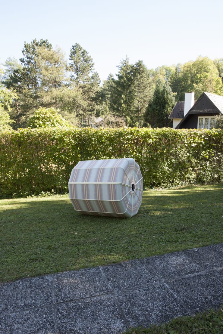 Adeline De Monseignat Demeters Pod III, 2018 Four joined Dutch canopies and metal brackets 120 x 122 x 122 cm 47 1/4 x 48 1/8 x 48 1/8 in