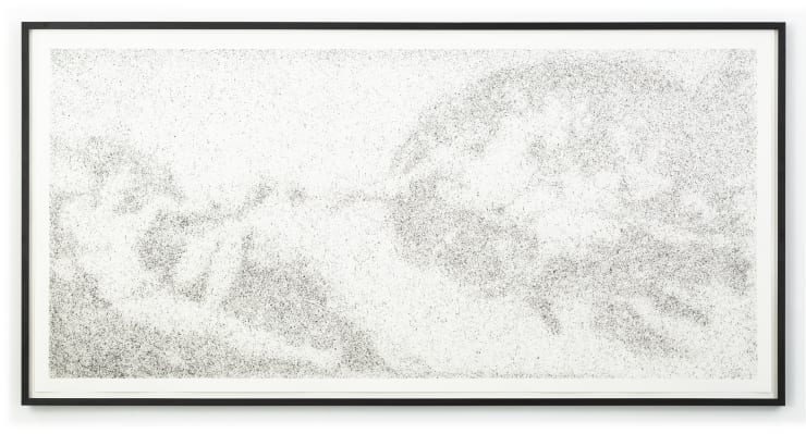 Maximilian Prüfer Die Erschaffung Adams, 2019 Fly-Behavior Hadern-Paper 121.5 x 250 cm 47 7/8 x 98 3/8 in