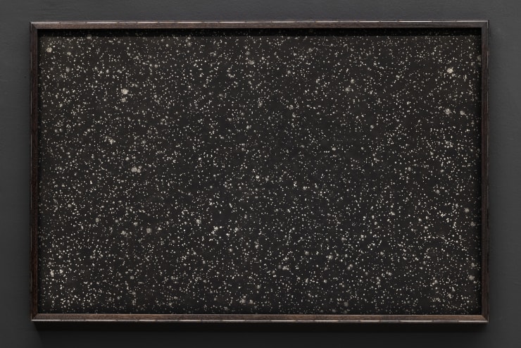 Maximilian Prüfer Rainpicture 12.07.22, 2022 back Meteorite stain; steel inlay; American walnut; archival board; hardboard 73 x 113 cm 28 3/4 x 44 1/2 in