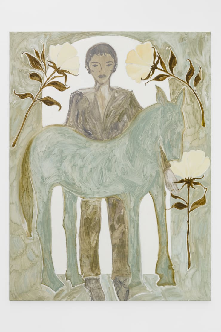 Faye Wei Wei The ocean is a flower, with waves pinched by the moon, the ocean is a cloth, wrinkling the same spot same time every tide time, 2020 Oil on canvas 182 x 137 cm 71 5/8 x 54 in