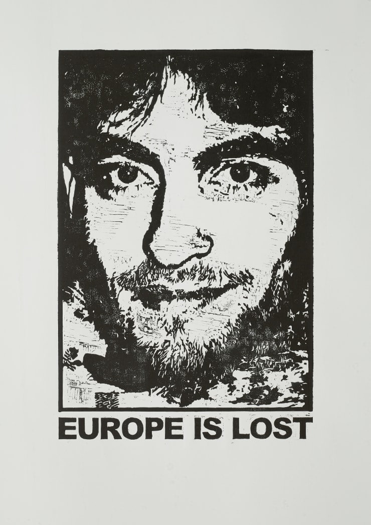Jonas Höschl Europe is Lost 10, 2018 Holzschnitt 50 x 70 cm 19 3/4 x 27 1/2 in Edition of 10 (#5/10) (Edition record)