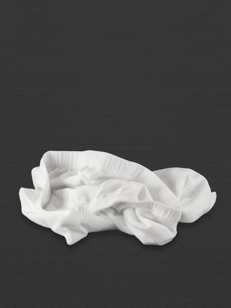 Reza Aramesh ACTION 287, Villa Marista PRISON 8 March 2012 PROGRESSION #40, 2023 Carved and hand polished Bianco Michelangelo marble 32 x 35 x 11 cm 12 5/8 x 13 3/4 x 4 3/8 in