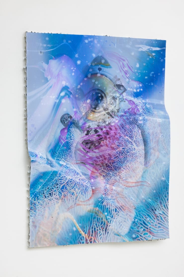 Estrid Lutz Collapse 0000004, 2023 Inject prints on photographic paper-lenses UV treated-air injected, honeycomb aluminium anti corosion/high temperature resistant, epoxy-resin, glass fibre 101 x 71 x 10 cm 39 3/4 x 28 x 4 in