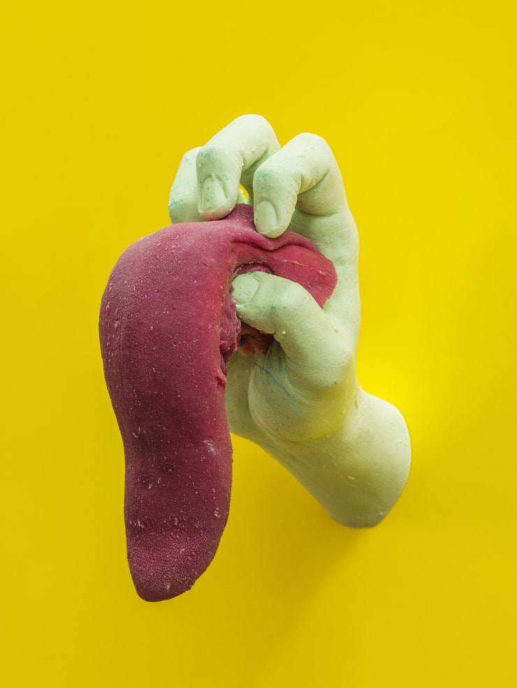 Malte Bruns Joint Venture, 2018 PUR, platinum silicone, platinum siliconefoam, polyethylene thread 20 x 11 x 15 cm 7 7/8 x 4 3/8 x 5 7/8 in