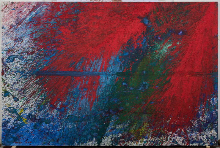 Hermann Nitsch Schüttbild, 2021 Acryl auf Jute 200 x 300 cm 78 3/4 x 118 1/8 in