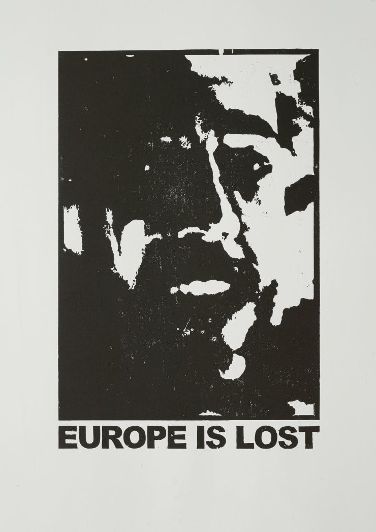 Jonas Höschl Europe is Lost 3, 2018 Holzschnitt 50 x 70 cm 19 3/4 x 27 1/2 in Edition of 10 (#5/10) (Edition record)