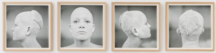 Tanja Ostojić Personal Space photo series (1995-96), 1995 Set 1 (4 photos) Black & white barite photos 40 x 40 cm each + oak frames, museum glass 40 x 40 cm 15 6/8 x 15 6/8 in Edition: 1/5 + 4 AO (Edition record)