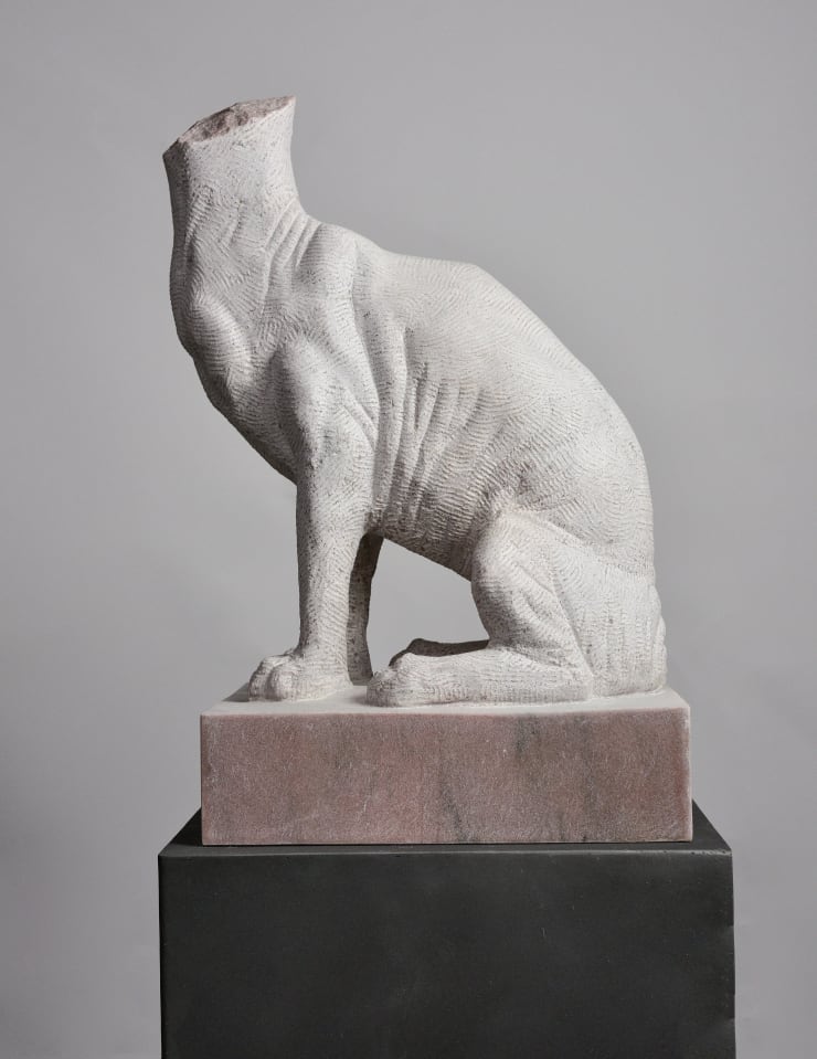 Irena Posner Mind doesn’t matter when matter doesn’t mind, 2023 Hand Carved, Portuguese pink marble 63 x 44.5 x 28 cm 24 3/4 x 17 1/2 x 11 in