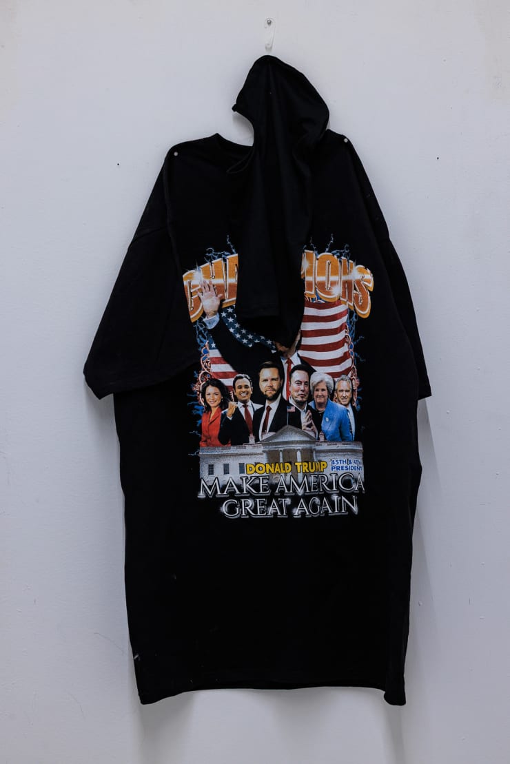 Allen-Golder Carpenter Untitled (45-47), 2025 cotton shirt, VHS cassette 90 x 47 cm