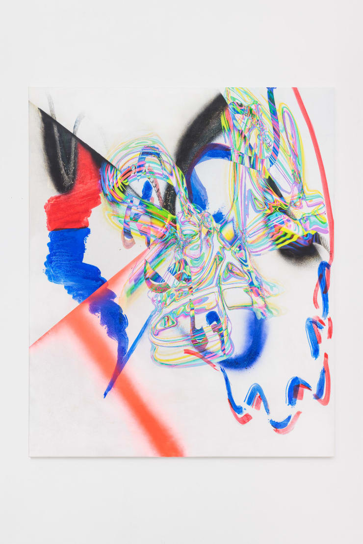 Fredy Solan Tulipan in D_Bluish-Yellow_IV, 2022 Acrylic and ink on canvas 160 x 180 cm 63 x 70 7/8 in