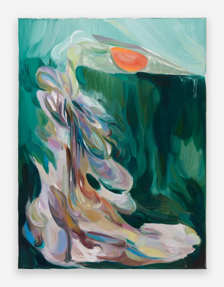 YaYa Yajie Liang Memories secrete Slime, sinking to the Seafloor, solidifying into Strangers., 2024 Oil on canvas 40 x 30 cm.; 15 3/4 x 11 13/16 in. photo credits to Eva Herzog Studio