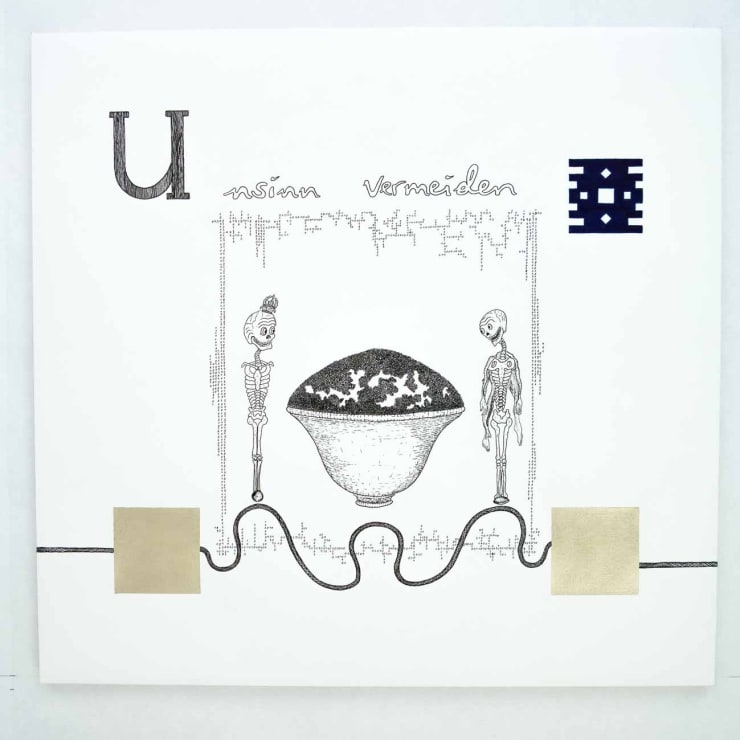Markus Redl Ariadnes ABC - U, 2016 white gold, ink, paper 55 x 50 x 7 cm 21 5/8 x 19 3/4 x 2 3/4 in