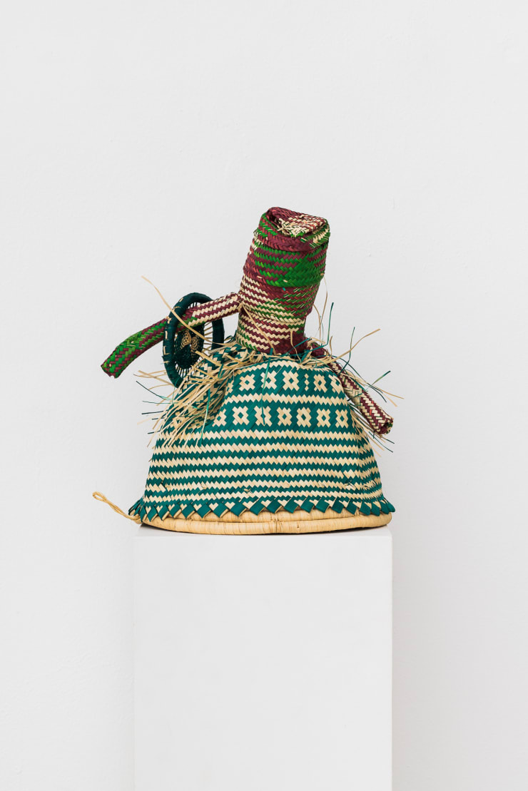 Acaye Kerunen Untitled, 2024 Mixed Media (Raffia, Palm Leaves, Banana Fibre, Banana Stems, Loafers) 33 x 28 x 24 cm 13 x 11 x 9 1/2 in