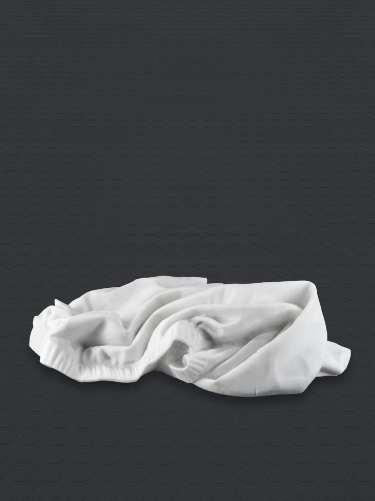 Reza Aramesh ACTION 292, Guayas 1 Prison 23 July 2023 PROGRESSION #45, 2023 Carved and hand polished Bianco Michelangelo marble 38 x 37 x 7 cm 15 x 14 5/8 x 2 3/4 in