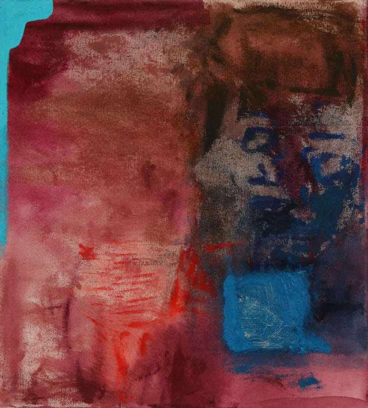 Kim Ouellette Orange pekoe 3, 2023 acrylic, sumi ink on raw canvas 20 x 18 inches