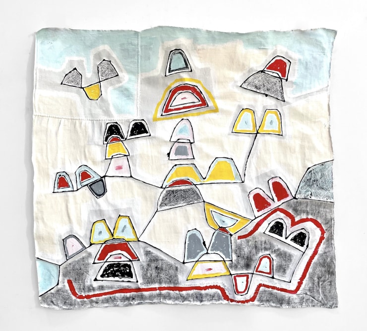Deb Lawrence Stick Together No. 12, 2021 mixed media collage on antique linen metis 39 x 42 inches
