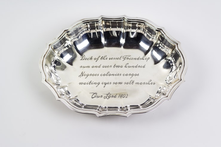 Deborah Dancy Vessel Friendship, 2019 text embossed on silver plate 8.75 x 12 inches