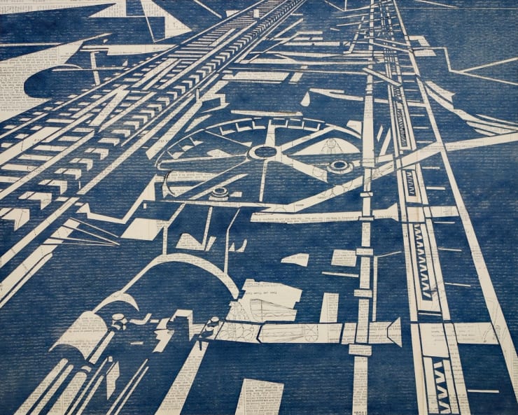 William Steiger Lockgate, 2020 collage of found & cut paper, gouache, glue 16 x 20 inches