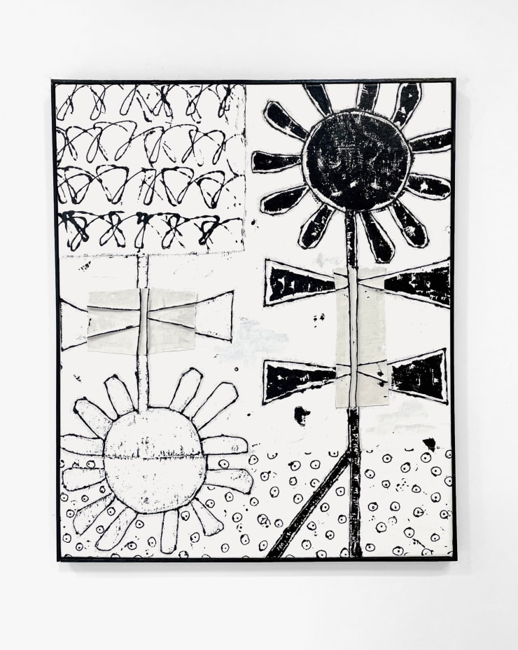 Deb Lawrence Nature Bathing, Monochromatic No. 2, 2021 mixed media on collaged linen 37 x 31 inches framed