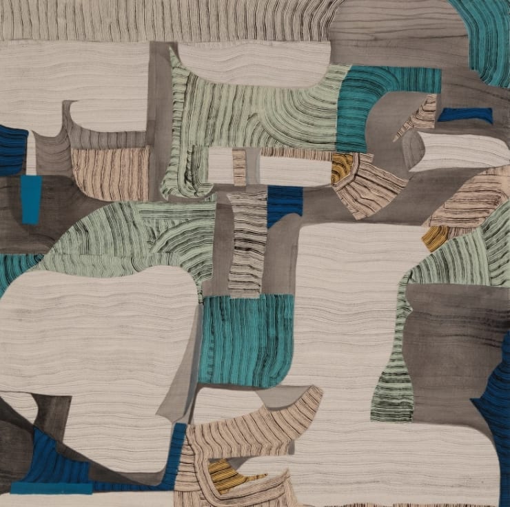 Kim Ouellette Swim, 2021 sumi ink and acrylic on canvas 32 x 32 inches