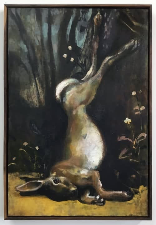 Joseph Peragine After the Hunt: Columbine, 2018 acrylic and oil on canvas with a polyurethane frame 37 x 25 1/2 inches