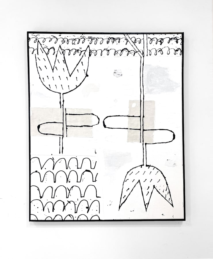 Deb Lawrence Nature Bathing, Monochromatic No. 3, 2021 mixed media on collaged linen 37 x 31 inches
