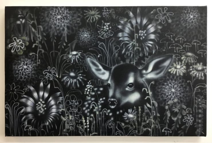 Joseph Peragine Black Meadow Fawn , 2018 acrylic and oil on canvas 24 x 36 3/4 inches