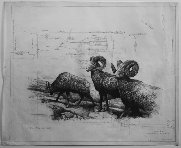 Don Pollack Big Horn Easement, 2024 graphite on drafting paper, artist made frame 29 x 33 inches