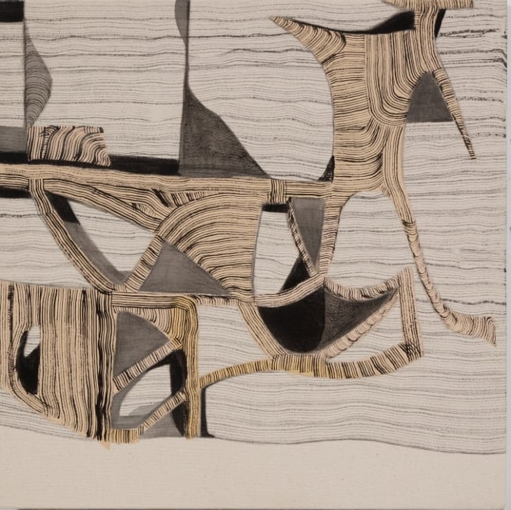 Kim Ouellette Act One, 2022 sumi ink and acrylic on canvas 18 x 18 inches